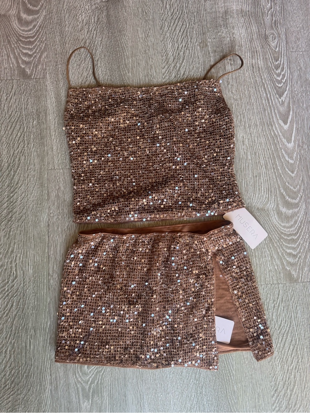 Sequin Two-Piece Crop Top & Mini Skirt Set